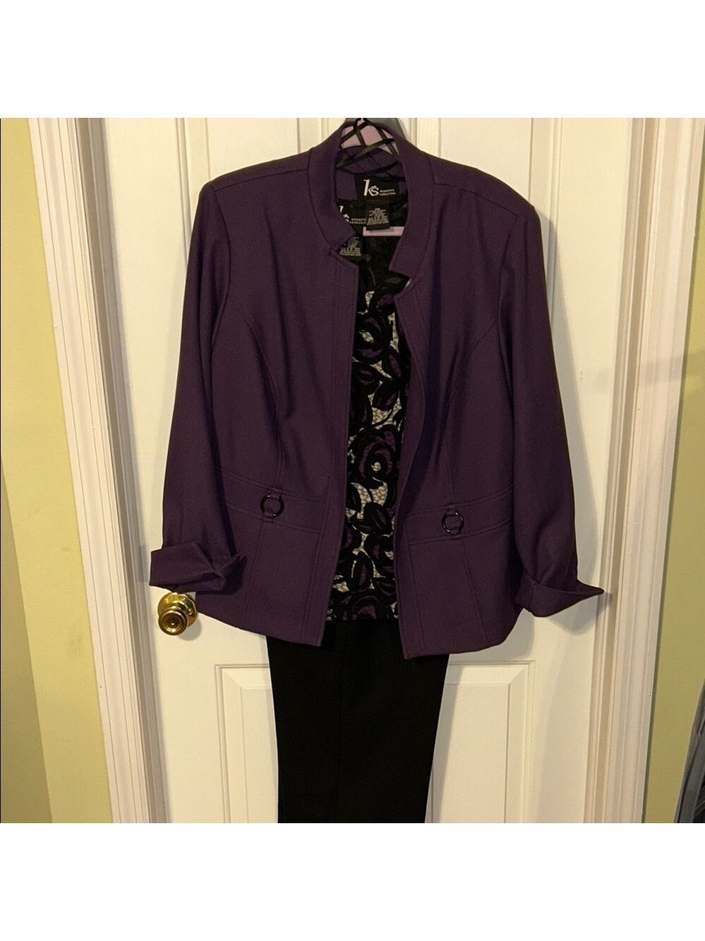 KS women’s collection Purple and black pants suit. Size 18W.